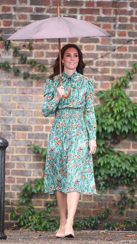 Kate Middleton's Prada poppy print necktie dress in green